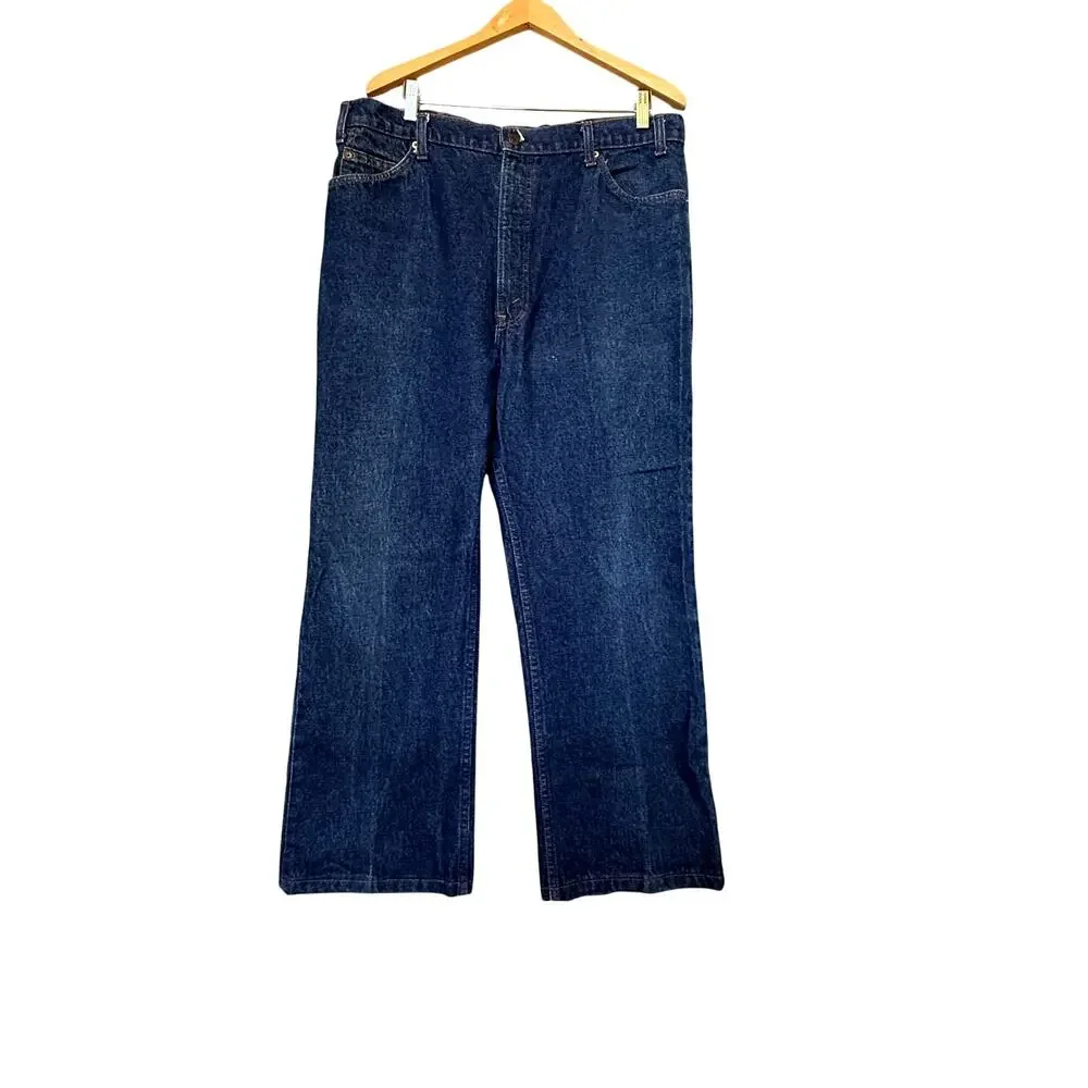 VTG Levis 517 Jeans Mens 37x28 Dark Wash Blue Denim Orange Tag 80s